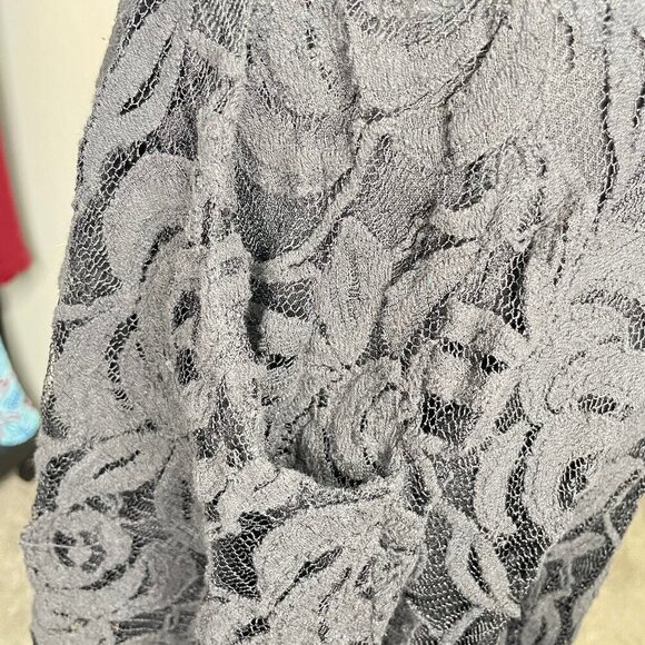 Vanity Women’s Black Floral Lace Mini Skirt Lined Back Zip Goth Retro Glam Sz M - Picture 5 of 7